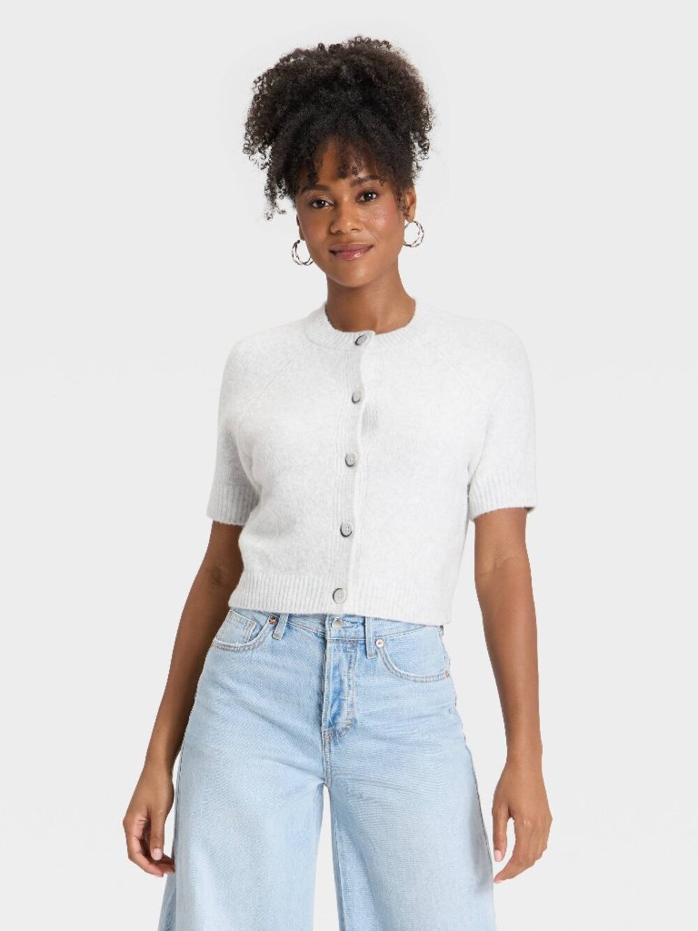 Women's Short Sleeve Cozy Knit Button-Down Cardigan Sweater - Universal Thread™